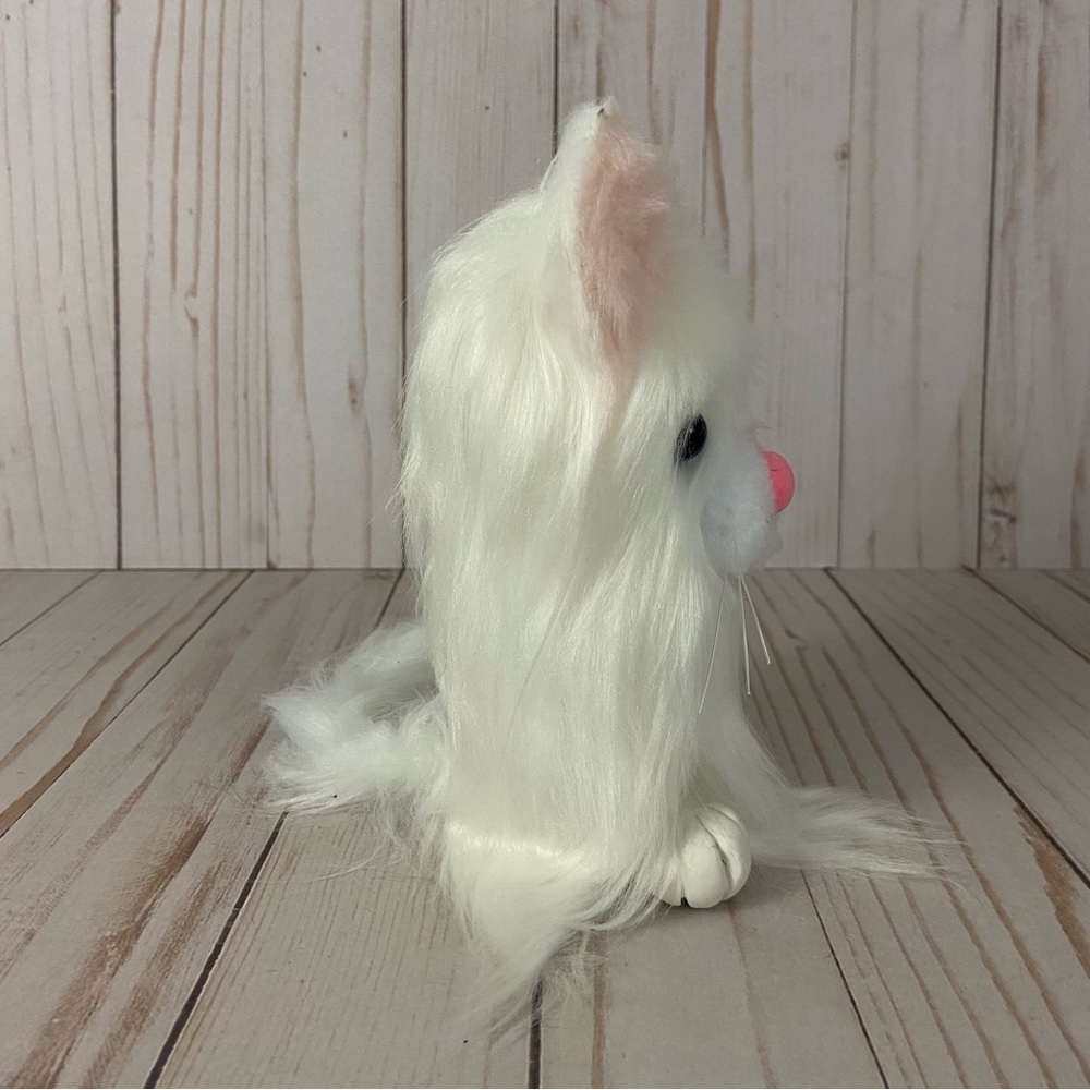 Handmade Plush White Cat Faux Fur Kitty 6” Blue Eyes Decor Cat Lover Gift - Picture 5 of 9